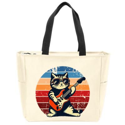 Electric Guitar Cat Rock Music Funny Cat Zip Tote Bag