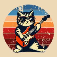Electric Guitar Cat Rock Music Funny Cat Zip Tote Bag