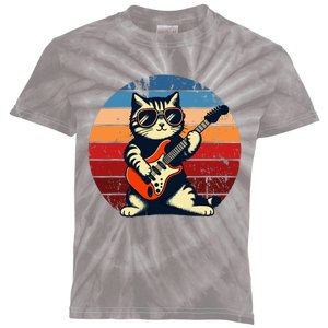 Electric Guitar Cat Rock Music Funny Cat Kids Tie-Dye T-Shirt