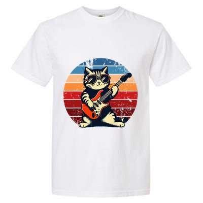 Electric Guitar Cat Rock Music Funny Cat Garment-Dyed Heavyweight T-Shirt