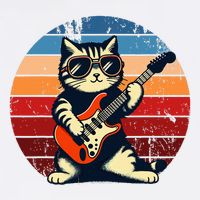 Electric Guitar Cat Rock Music Funny Cat Cooling Performance Crew T-Shirt