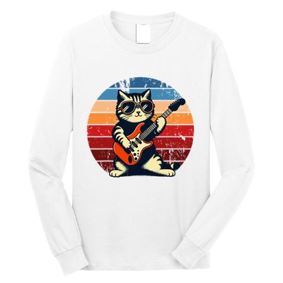 Electric Guitar Cat Rock Music Funny Cat Long Sleeve Shirt