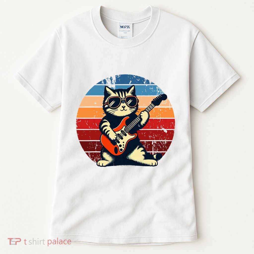 Electric Guitar Cat Rock Music Funny Cat Tall T-Shirt