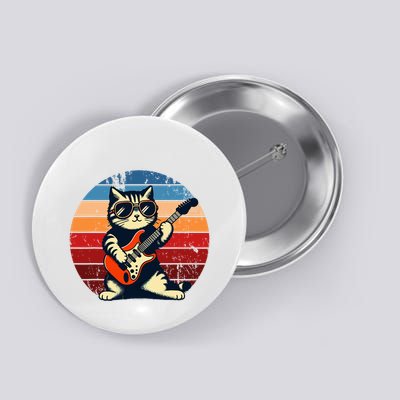 Electric Guitar Cat Rock Music Funny Cat Button