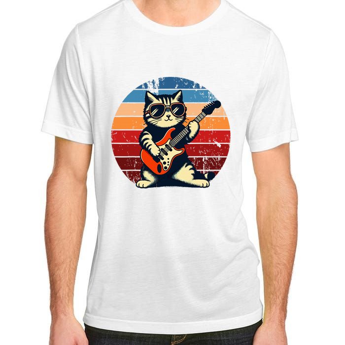 Electric Guitar Cat Rock Music Funny Cat Adult ChromaSoft Performance T-Shirt