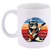 Electric Guitar Cat Rock Music Funny Cat 11oz C Handle Ceramic Mug