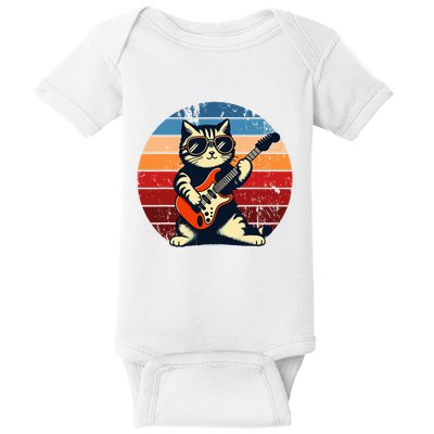 Electric Guitar Cat Rock Music Funny Cat Baby Bodysuit
