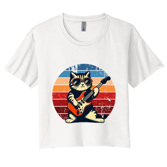 Electric Guitar Cat Rock Music Funny Cat Crop Top