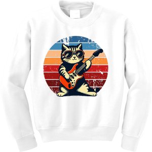 Electric Guitar Cat Rock Music Funny Cat Kids Sweatshirt