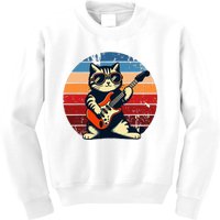 Electric Guitar Cat Rock Music Funny Cat Kids Sweatshirt