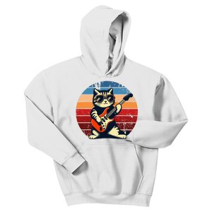 Electric Guitar Cat Rock Music Funny Cat Kids Hoodie