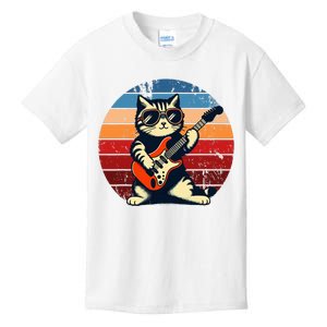 Electric Guitar Cat Rock Music Funny Cat Kids T-Shirt