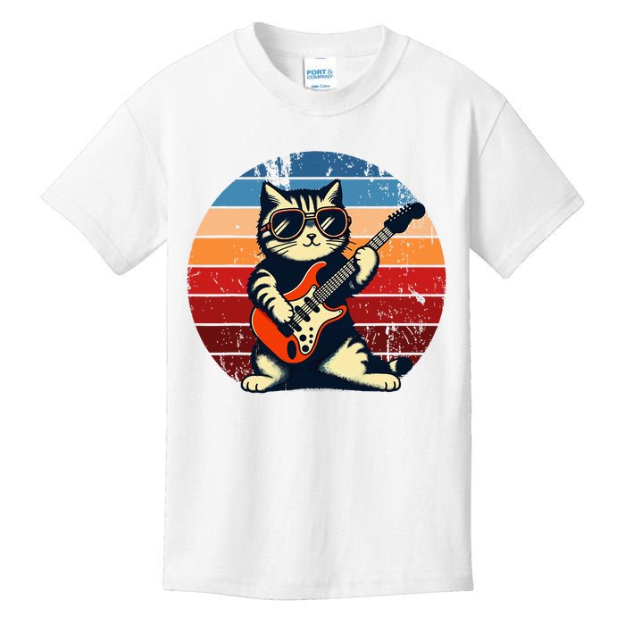 Electric Guitar Cat Rock Music Funny Cat Kids T-Shirt