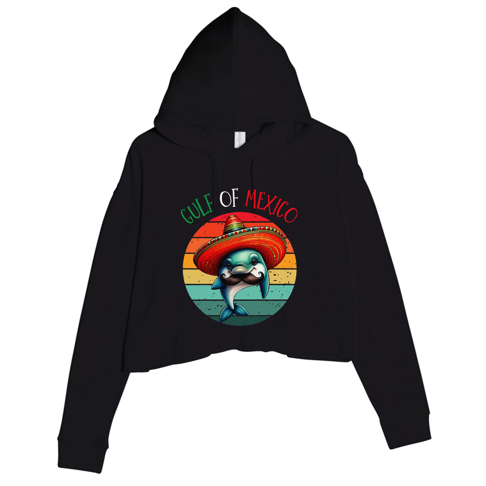 El Golfo De MéXico Dolphin Gulf Of Mexico Crop Fleece Hoodie