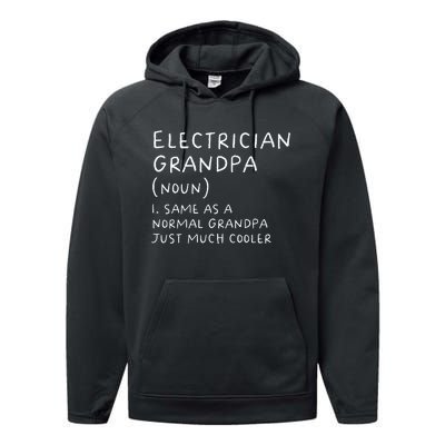 Electrician Grandpa Definition Funny Electricians Performance Fleece Hoodie