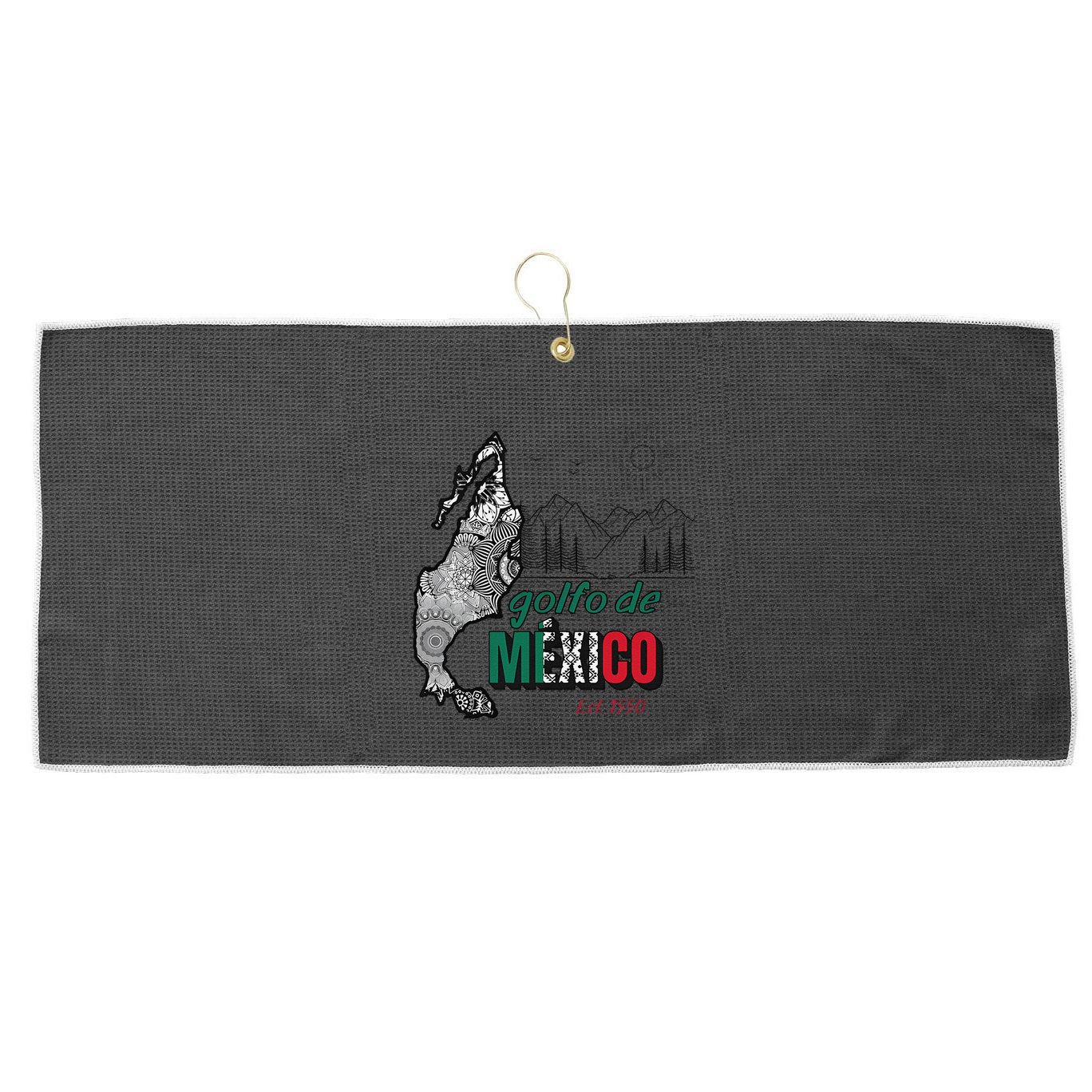 El Golfo De MéXico Gulf Of Mexico Est 1550 Historic Map Large Microfiber Waffle Golf Towel