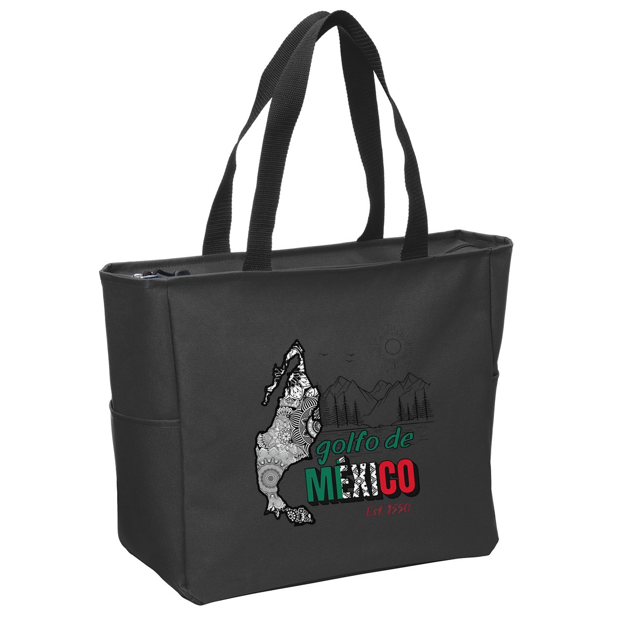 El Golfo De MéXico Gulf Of Mexico Est 1550 Historic Map Zip Tote Bag