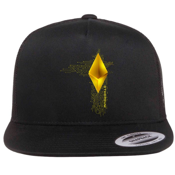 Ethereum GOLD ETH Cryptocurrency Bitcoin Flat Bill Trucker Hat