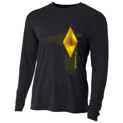 Ethereum GOLD ETH Cryptocurrency Bitcoin Cooling Performance Long Sleeve Crew