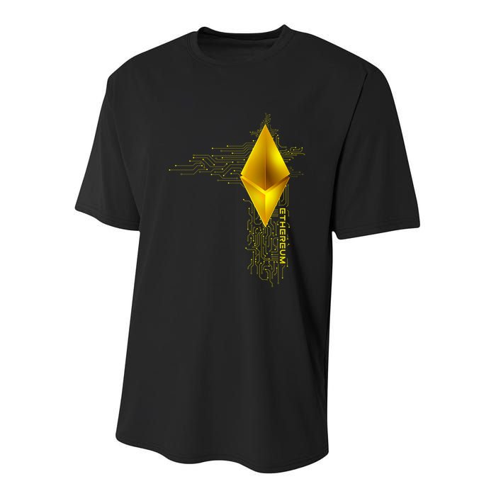 Ethereum GOLD ETH Cryptocurrency Bitcoin Youth Performance Sprint T-Shirt
