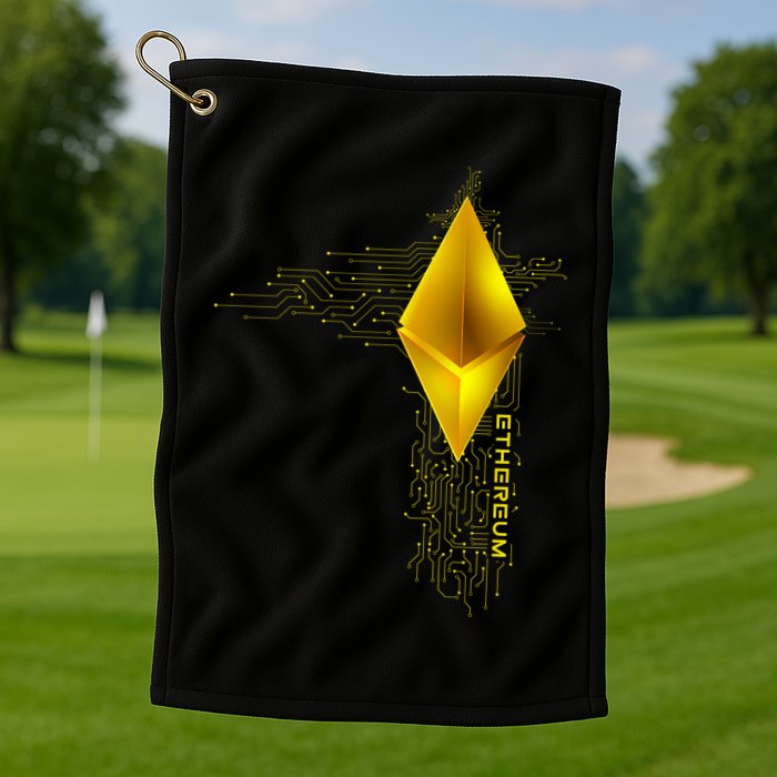 Ethereum GOLD ETH Cryptocurrency Bitcoin Golf Towel