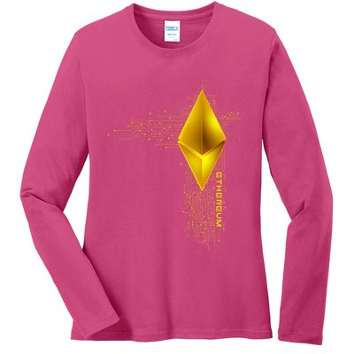 Ethereum GOLD ETH Cryptocurrency Bitcoin Ladies Long Sleeve Shirt