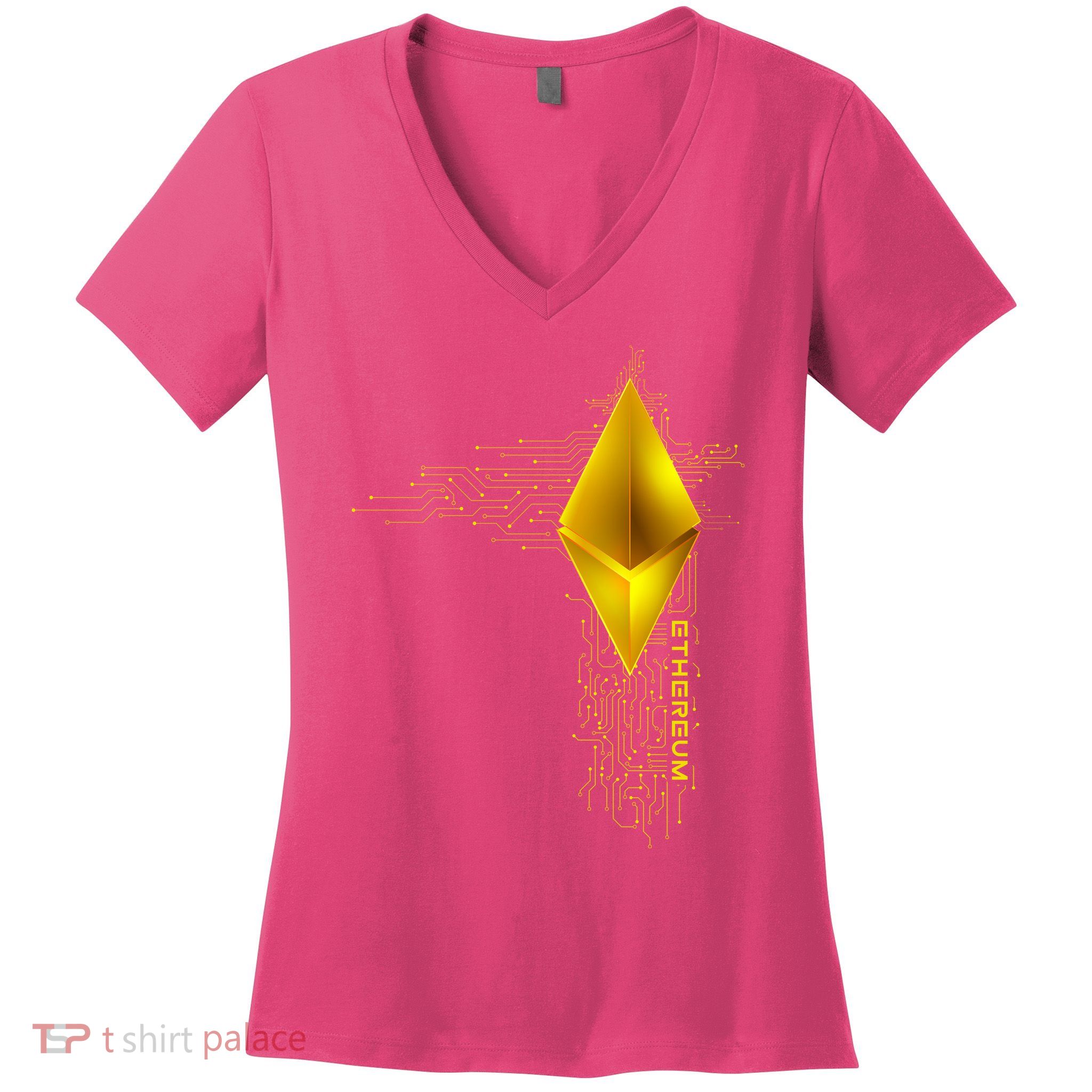 Ethereum GOLD ETH Cryptocurrency Bitcoin Women's V-Neck T-Shirt