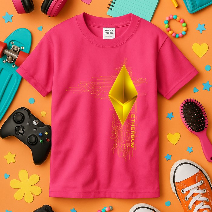 Ethereum GOLD ETH Cryptocurrency Bitcoin Kids T-Shirt