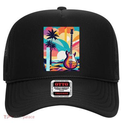 Electric Guitar High Crown Mesh Back Trucker Hat