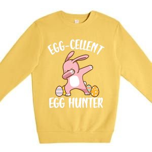 Eggmeaningful Giftcellent Egg Hunter Dabbing Easter Bunny Cool Gift Premium Crewneck Sweatshirt