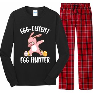 Eggmeaningful Giftcellent Egg Hunter Dabbing Easter Bunny Cool Gift Long Sleeve Pajama Set