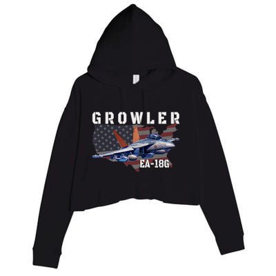 Ea18G Growler Electronic Warfare Aircraft Military Aviation Crop Fleece Hoodie