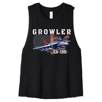 Ea18G Growler Electronic Warfare Aircraft Military Aviation Women's Racerback Cropped Tank