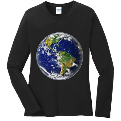 Earth Globe For Earth Day Ladies Long Sleeve Shirt