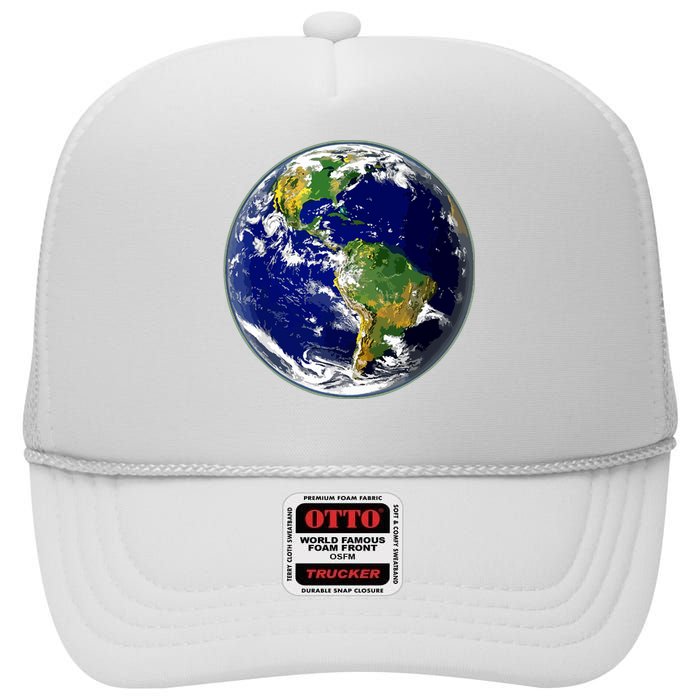 Earth Globe For Earth Day High Crown Mesh Back Trucker Hat