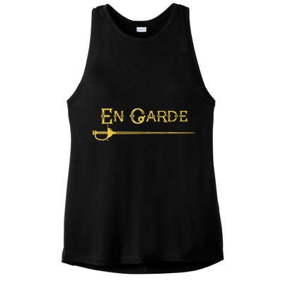 En Garde Fencing Fencer Swordsman Rapier Sabre Mask Sword Ladies PosiCharge Tri-Blend Wicking Tank