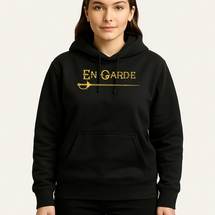 En Garde Fencing Fencer Swordsman Rapier Sabre Mask Sword Hoodie