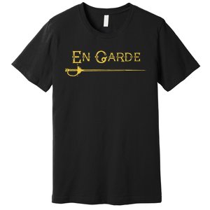 En Garde Fencing Fencer Swordsman Rapier Sabre Mask Sword Premium T-Shirt