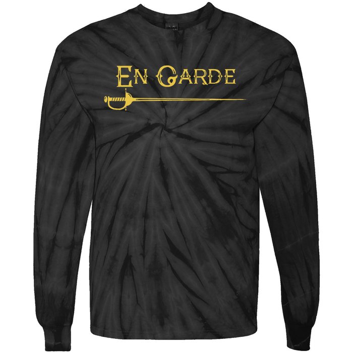 En Garde Fencing Fencer Swordsman Rapier Sabre Mask Sword Tie-Dye Long Sleeve Shirt