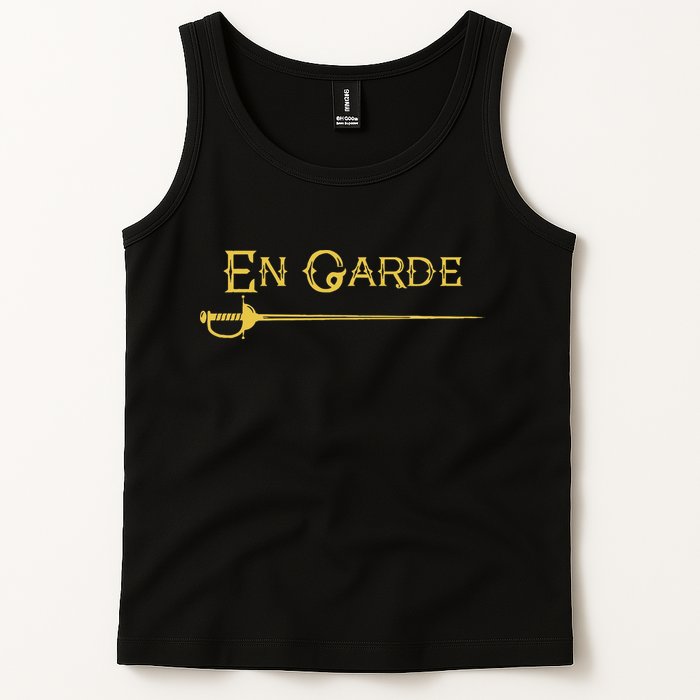 En Garde Fencing Fencer Swordsman Rapier Sabre Mask Sword Tank Top