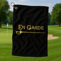 En Garde Fencing Fencer Swordsman Rapier Sabre Mask Sword Golf Towel