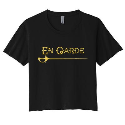 En Garde Fencing Fencer Swordsman Rapier Sabre Mask Sword Crop Top