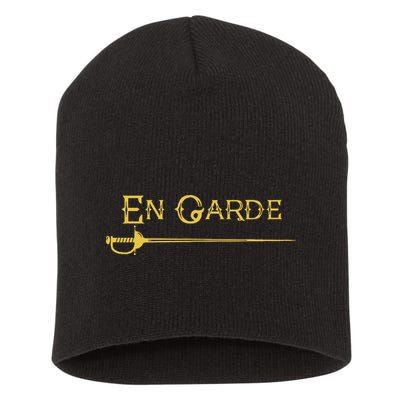 En Garde Fencing Fencer Swordsman Rapier Sabre Mask Sword Short Acrylic Beanie
