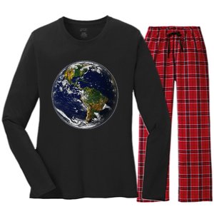 Earth Globe For Earth Day Women's Long Sleeve Flannel Pajama Set 