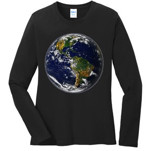 Earth Globe For Earth Day Ladies Long Sleeve Shirt