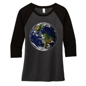 Earth Globe For Earth Day Women's Tri-Blend 3/4-Sleeve Raglan Shirt