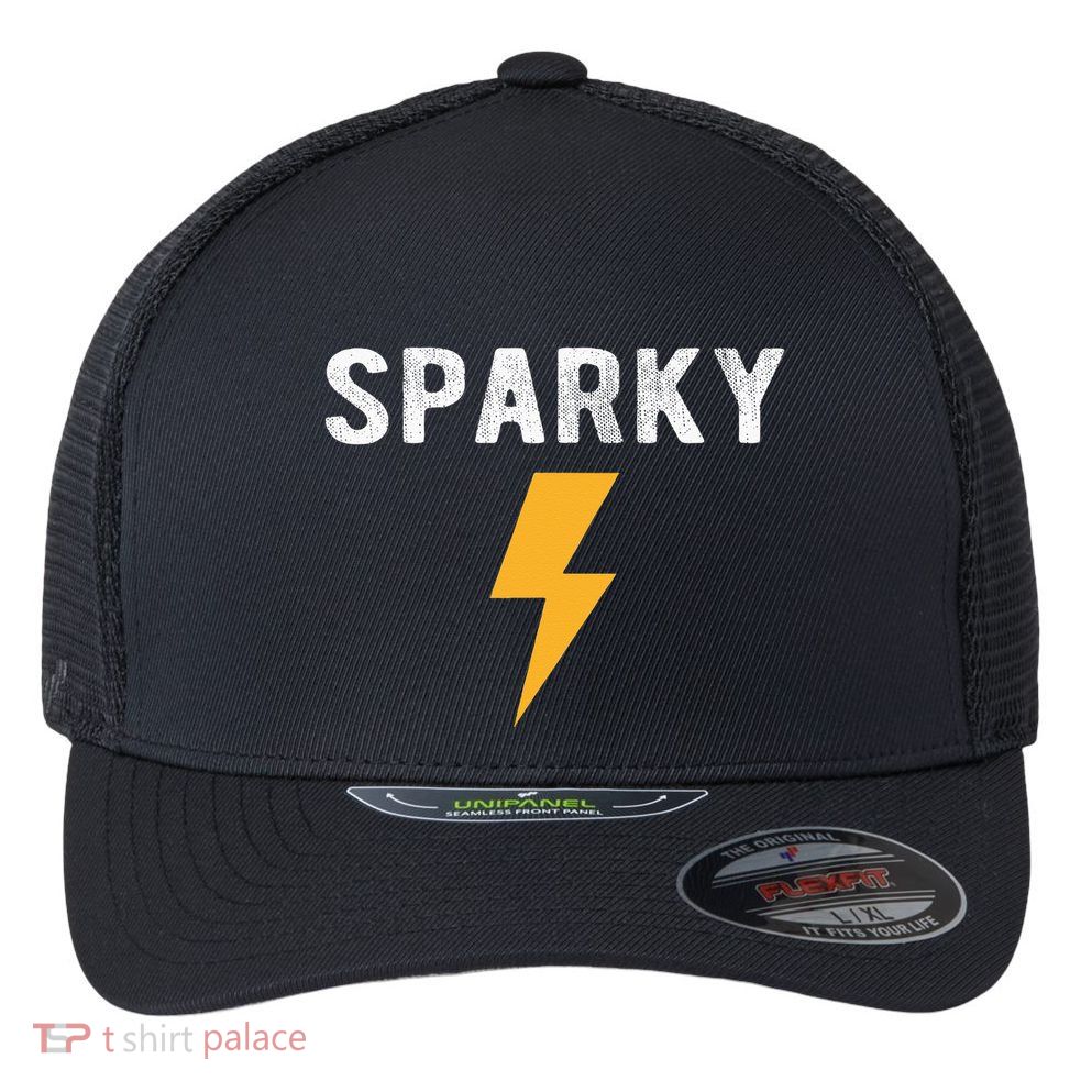 Electrician Gift Funny Sparky Nickname Lightning Bolt Tee Flexfit Unipanel Trucker Cap