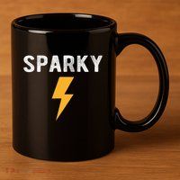 Electrician Gift Funny Sparky Nickname Lightning Bolt Tee 11oz C Handle Ceramic Mug