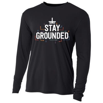 Electrician Gifts For Funny Electrical Stay Grounded Cooling Performance Long Sleeve Crew