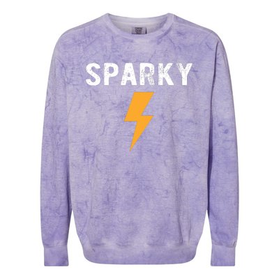 Electrician Gift Funny Sparky Nickname Lightning Bolt Colorblast Crewneck Sweatshirt